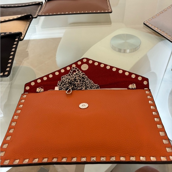 Studded Tan Envelope Clutch - Picture 3 of 6